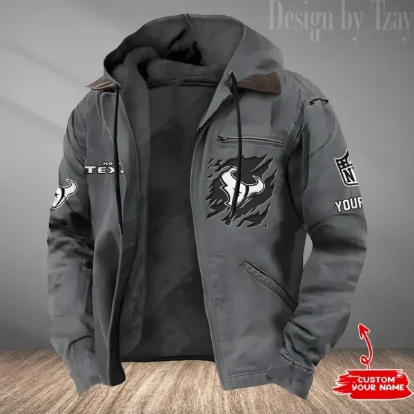 Houston Texans Men's Casual Padded Jacket Hooded Trending 2026 SPTPJH046