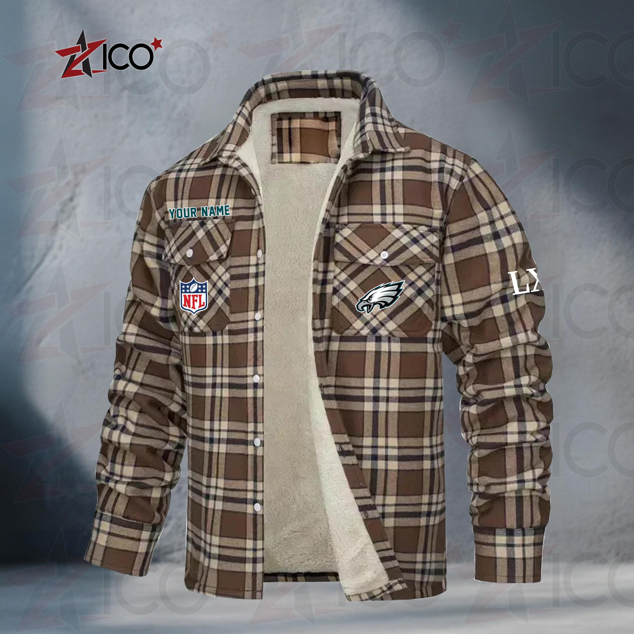 Philadelphia Eagles Fleece Flannel Plaid Jacket MN26