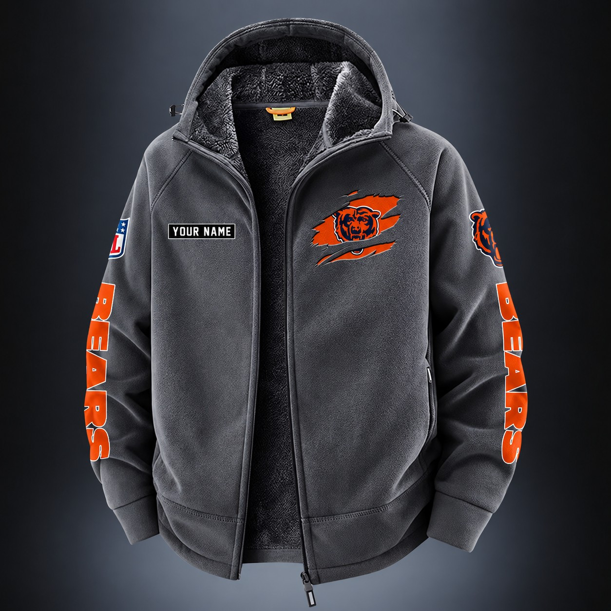 Chicago Bears Fleece Fashion Hooded Jacket Outdoor SPTFFHJ038