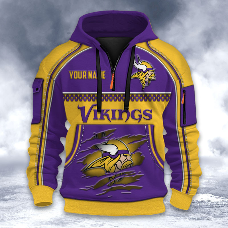 Minnesota Vikings DMHT2607 3D Half-zip Hoodie