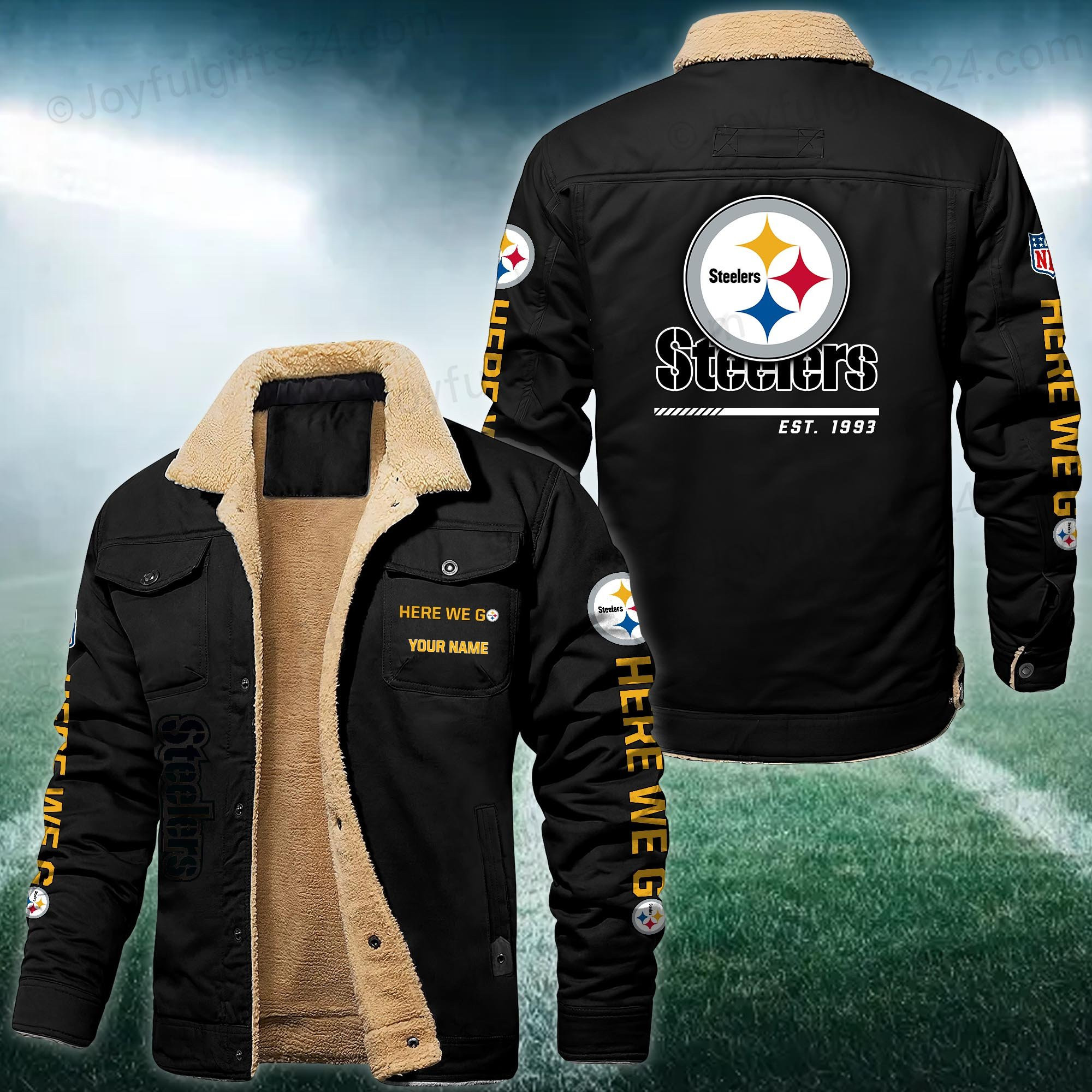 Pittsburgh Steelers FLEECE BOMBER JACKET Custom name 10043895N
