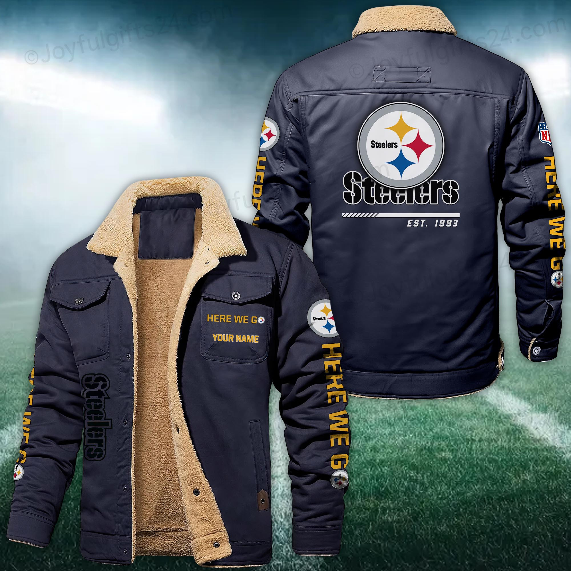 Pittsburgh Steelers FLEECE BOMBER JACKET Custom name 10043895N