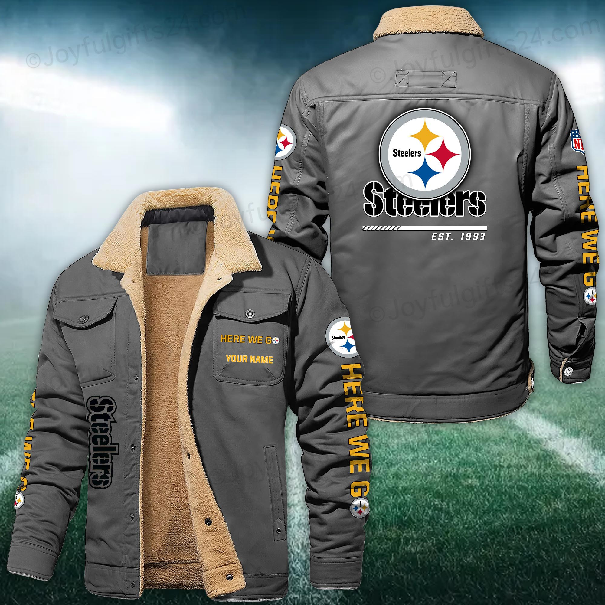 Pittsburgh Steelers FLEECE BOMBER JACKET Custom name 10043895N
