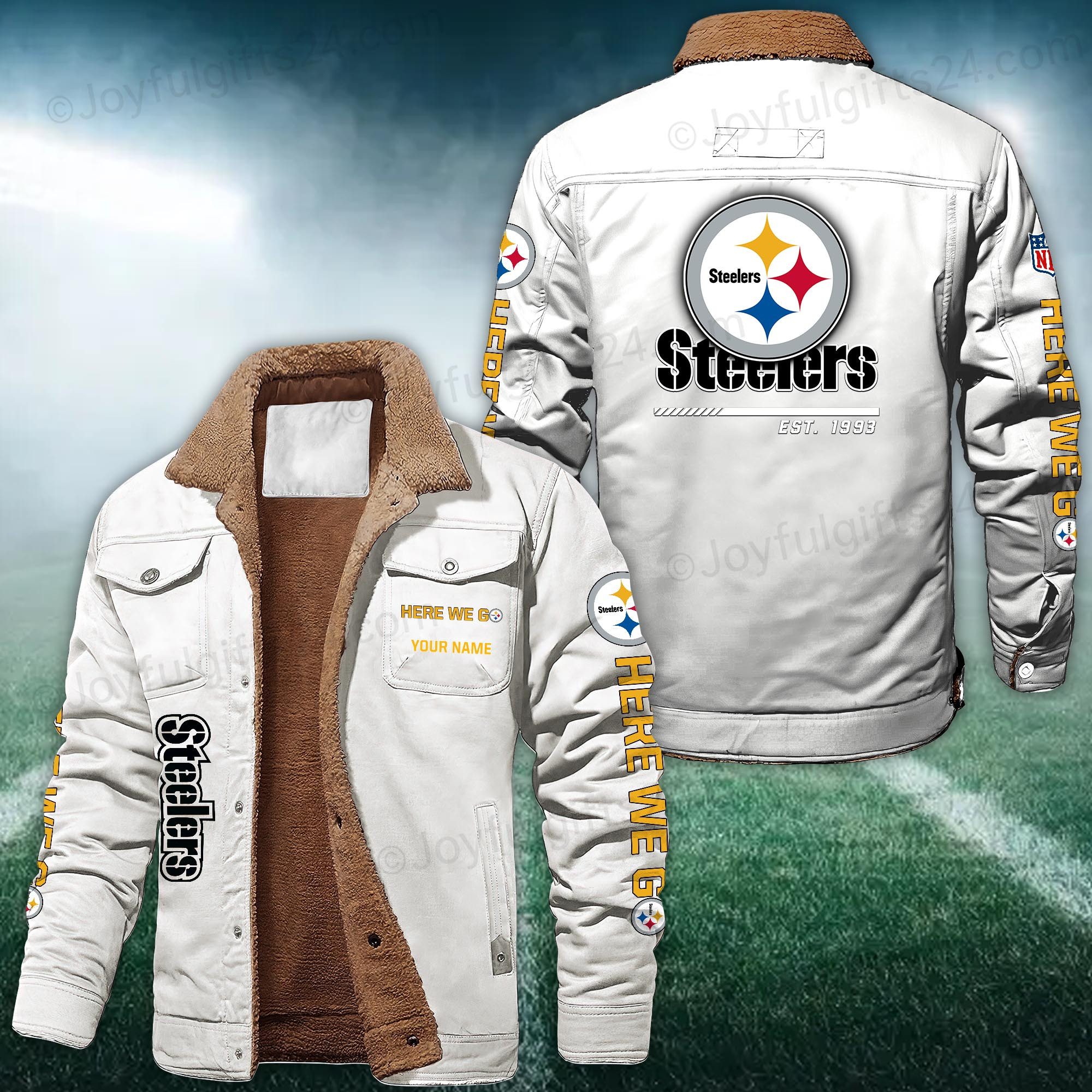Pittsburgh Steelers FLEECE BOMBER JACKET Custom name 10043895N