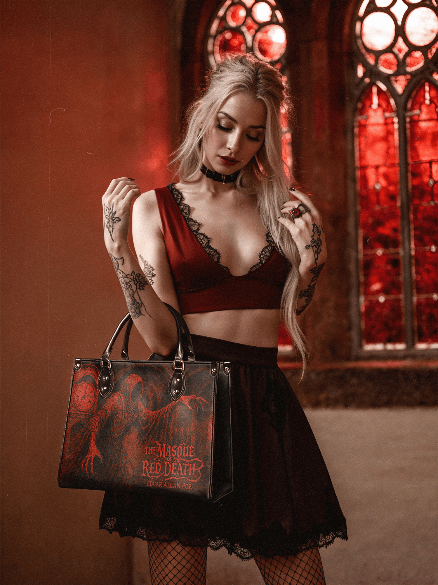 "The Masque Of The Red Death" Leather Handbag