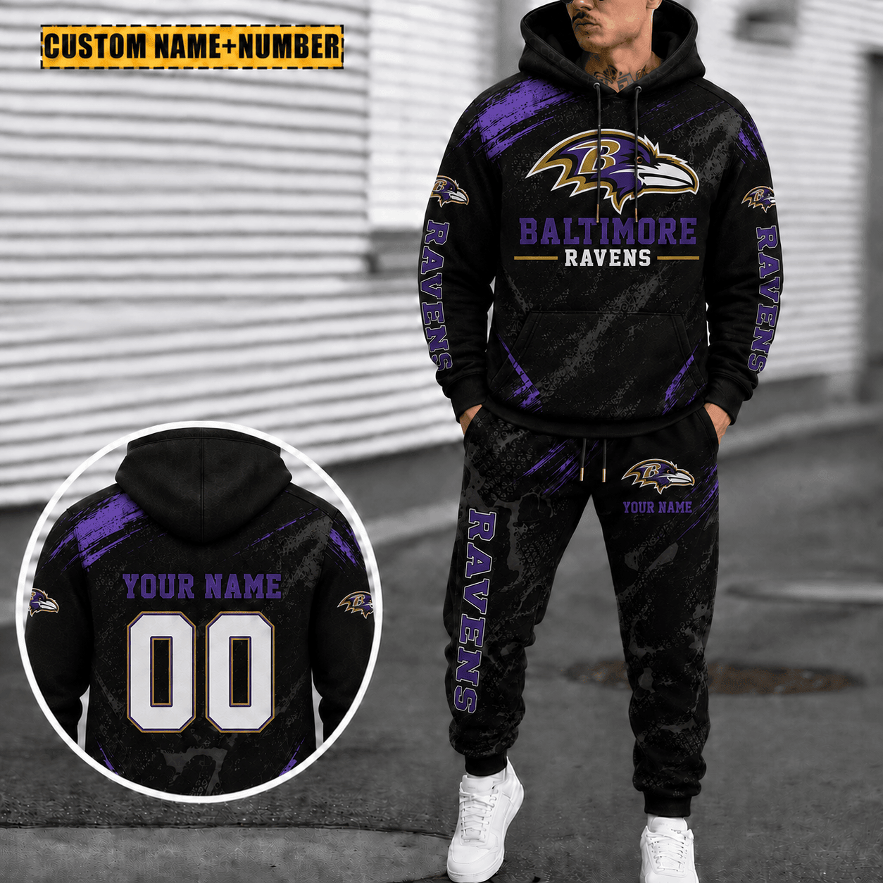 Baltimore Ravens Personalized Combo Hoodie And Sweatpants Gift For Fan VA1050