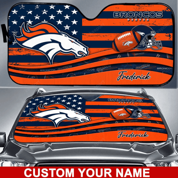 Denver Broncos Personalized Auto Sun Shade BG09