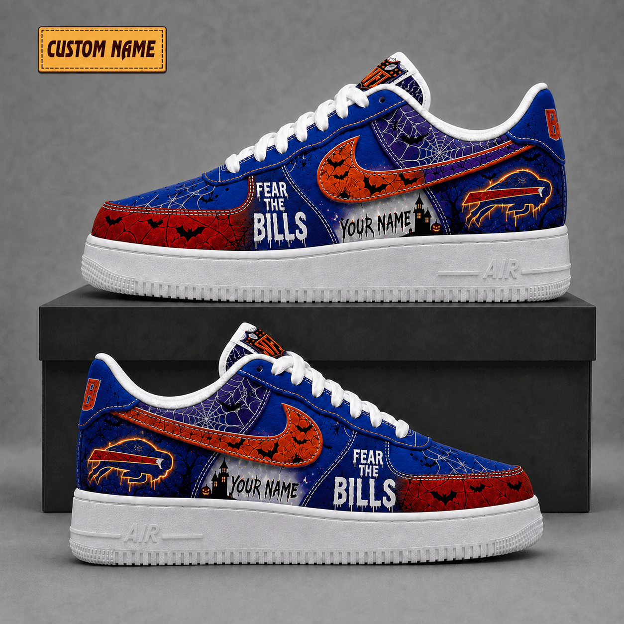 Buffalo Bills | Premium NFL Fear The Team Halloween AF1 Sneakers - VA32198