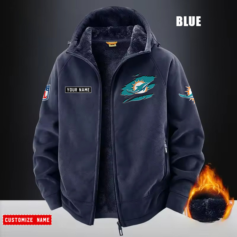 Miami Dolphins Fleece Fashion Hooded Jacket Outdoor SPTFFHJ052