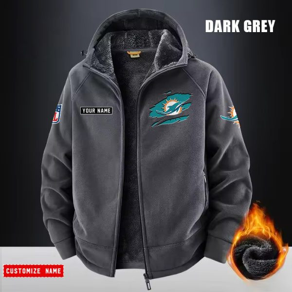 Miami Dolphins Fleece Fashion Hooded Jacket Outdoor SPTFFHJ052
