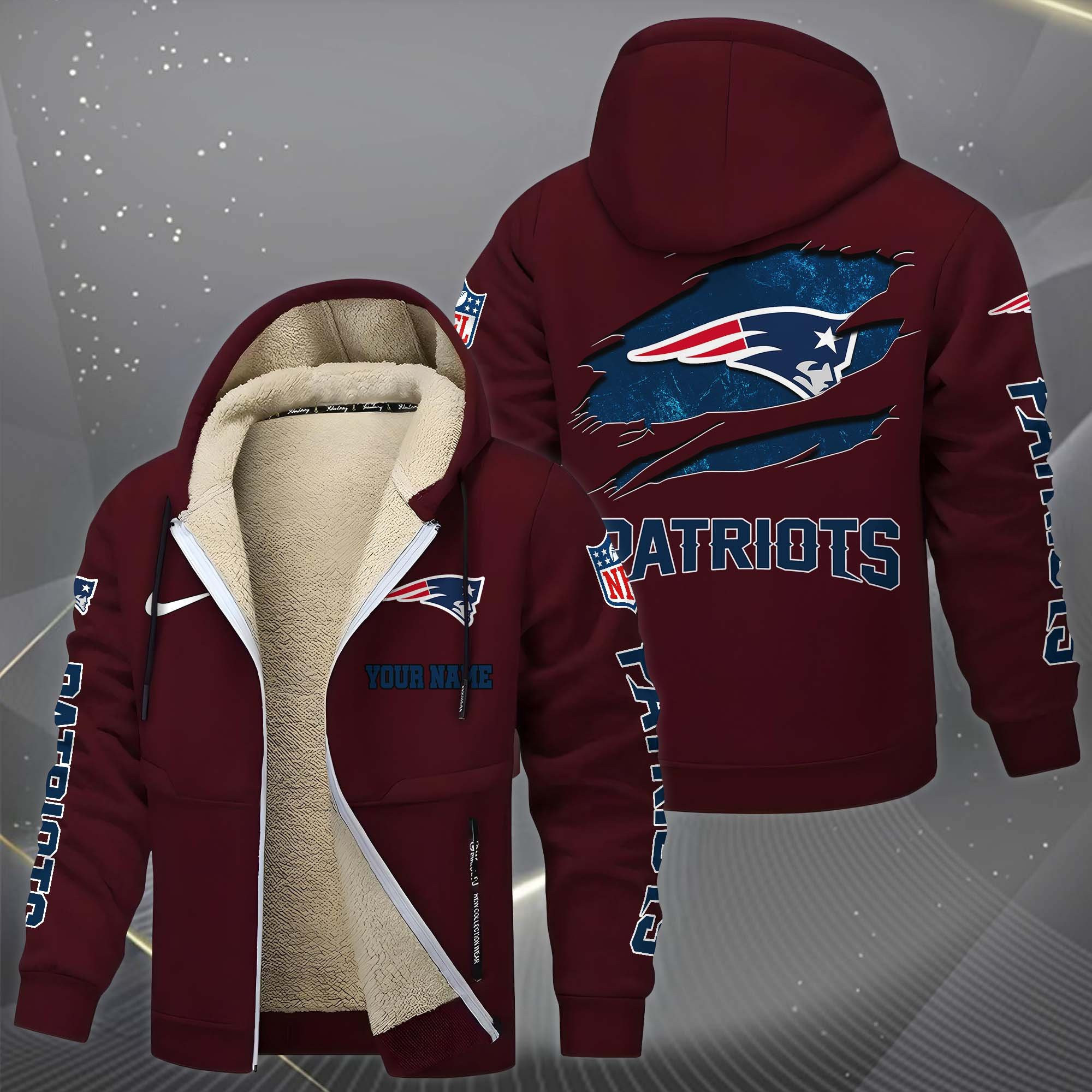 New England Patriots Multicolor Premium Thick Zip-Up Hoodie ANZTZH33