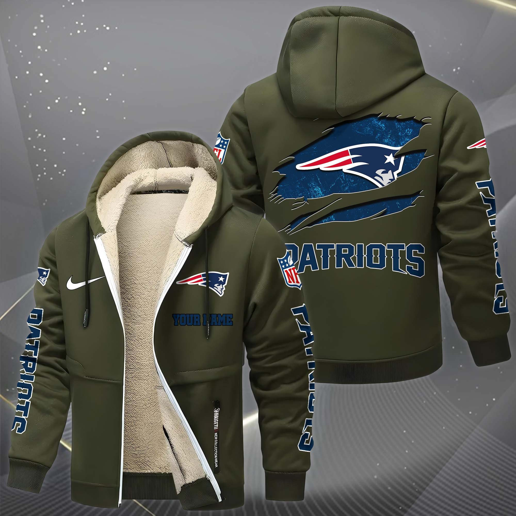 New England Patriots Multicolor Premium Thick Zip-Up Hoodie ANZTZH33