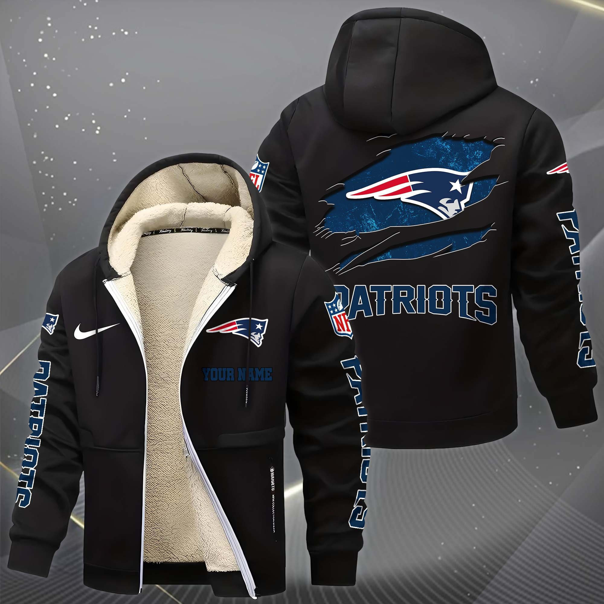 New England Patriots Multicolor Premium Thick Zip-Up Hoodie ANZTZH33