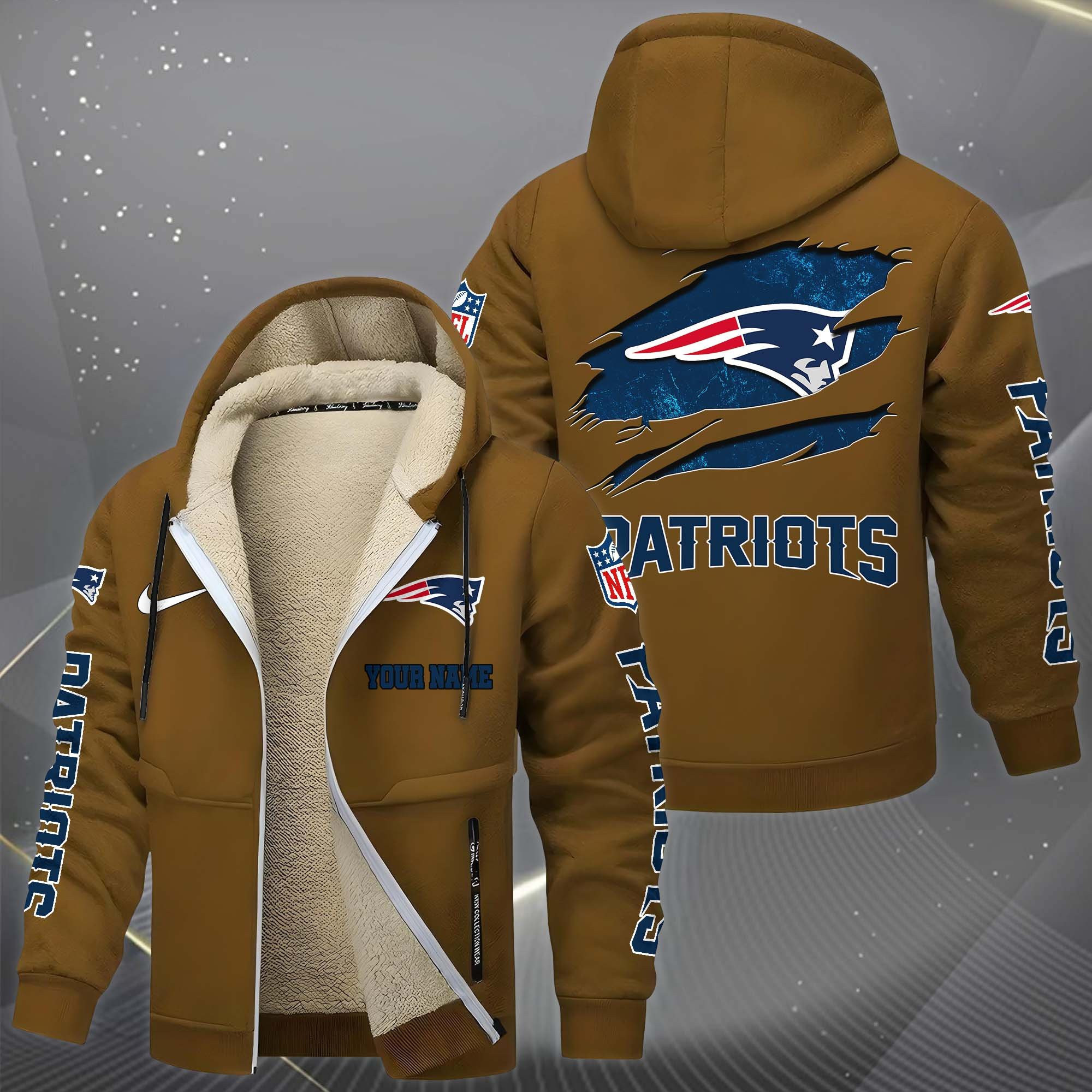 New England Patriots Multicolor Premium Thick Zip-Up Hoodie ANZTZH33
