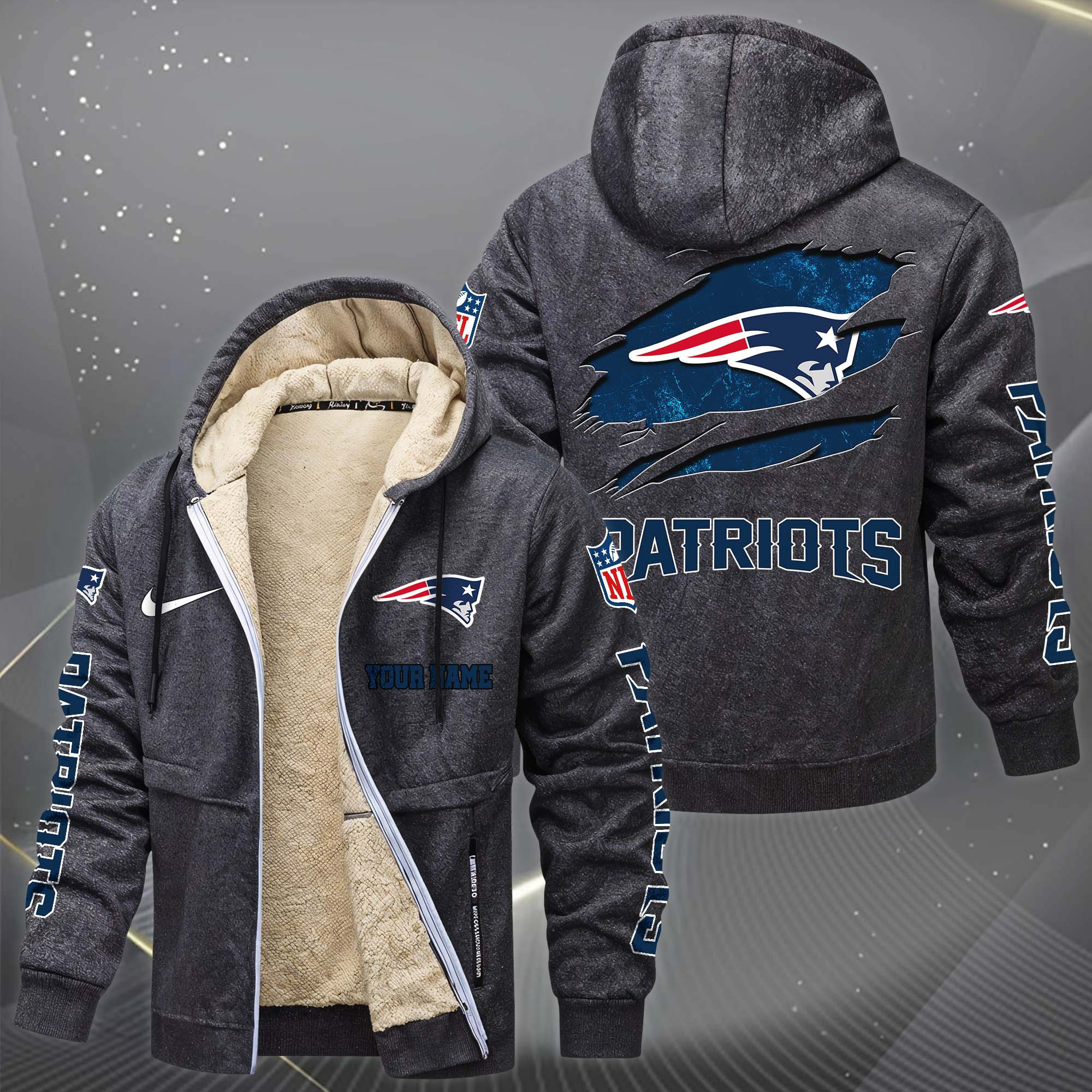 New England Patriots Multicolor Premium Thick Zip-Up Hoodie ANZTZH33