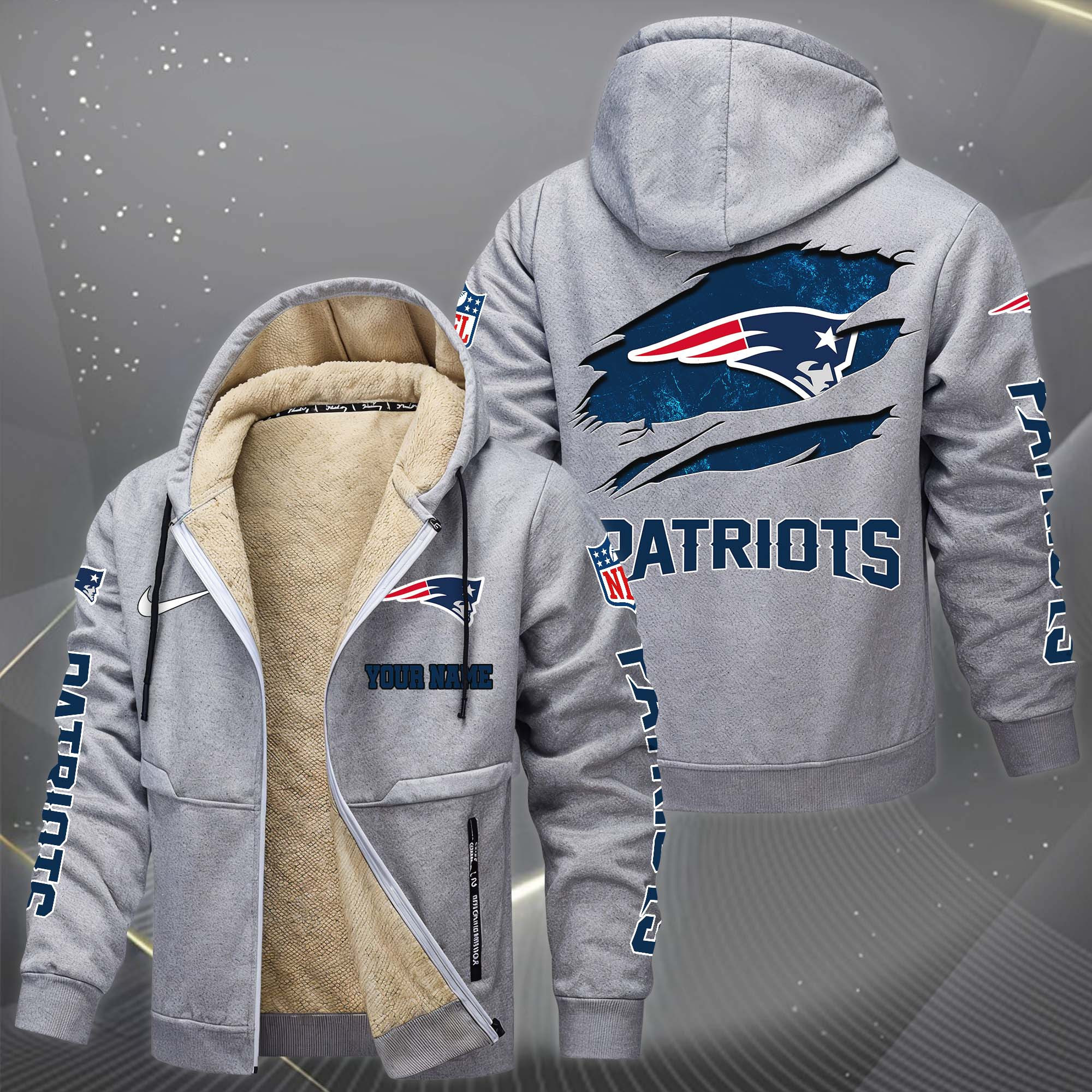 New England Patriots Multicolor Premium Thick Zip-Up Hoodie ANZTZH33