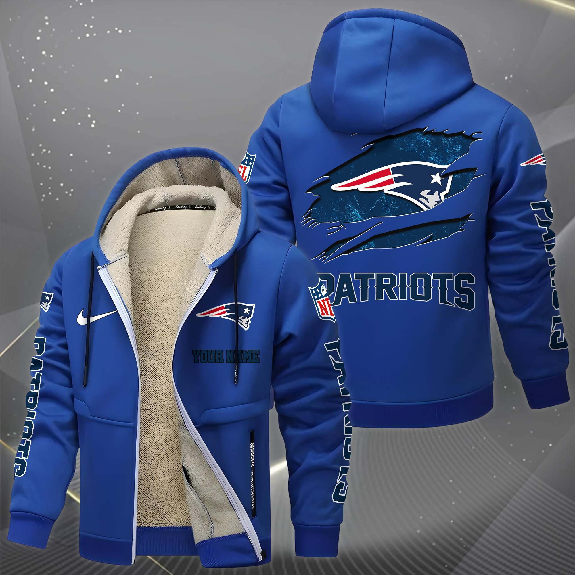 New England Patriots Multicolor Premium Thick Zip-Up Hoodie ANZTZH33