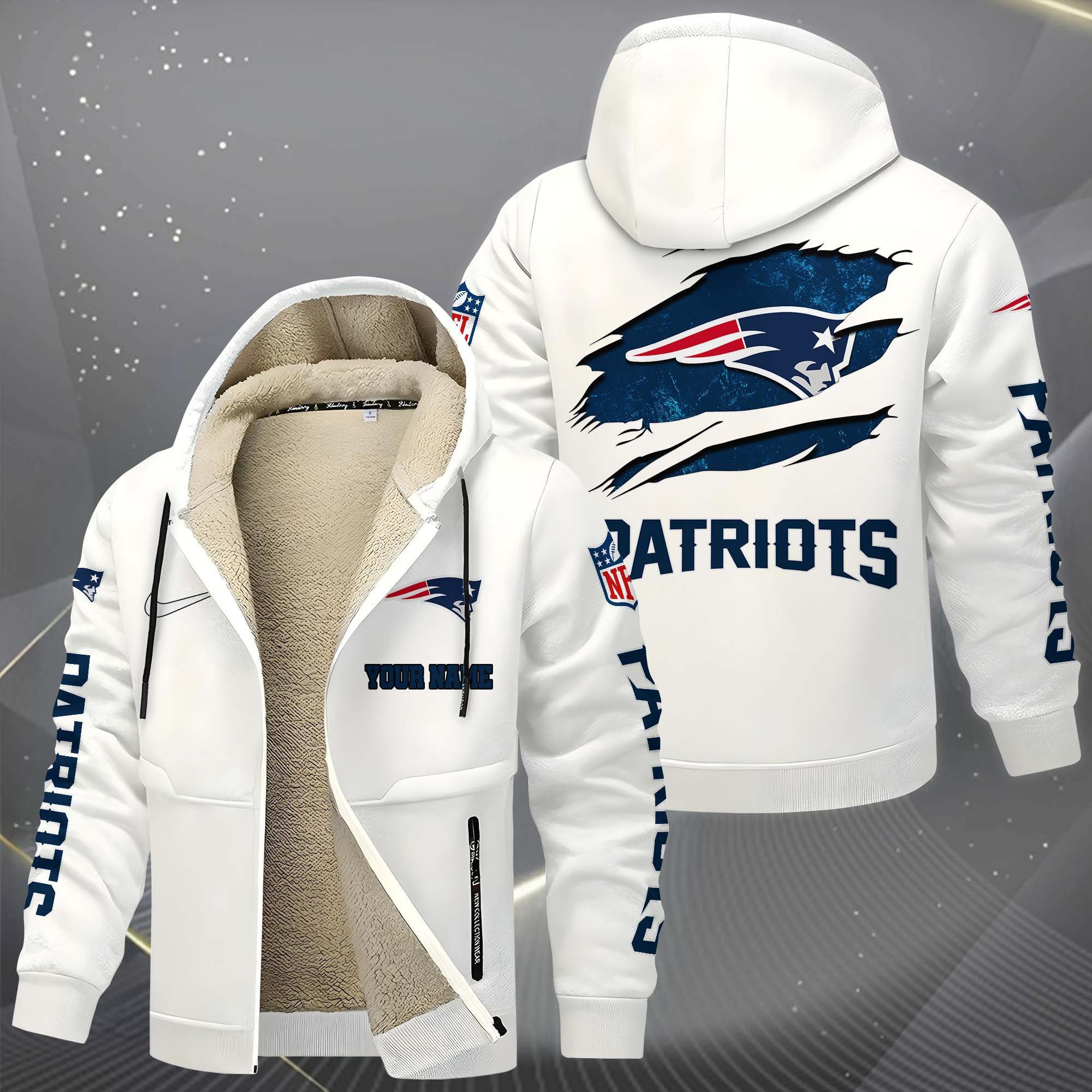 New England Patriots Multicolor Premium Thick Zip-Up Hoodie ANZTZH33