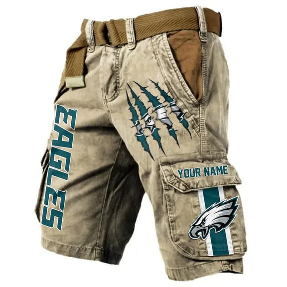 Philadelphia Eagles Pocket Print Cargo Shorts (Belt Not Included) S9MCS232