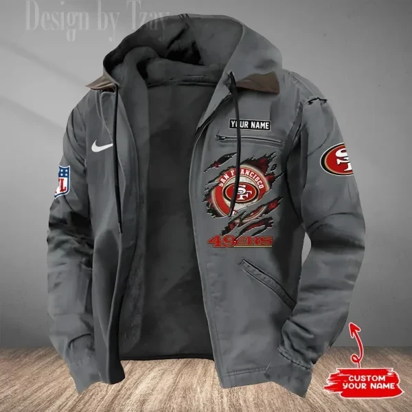San Francisco 49ers Men's Casual Padded Jacket Hooded Trending 2026 SPTPJH189