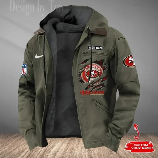 San Francisco 49ers Men's Casual Padded Jacket Hooded Trending 2026 SPTPJH189