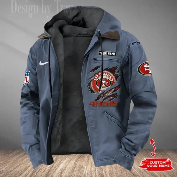 San Francisco 49ers Men's Casual Padded Jacket Hooded Trending 2026 SPTPJH189