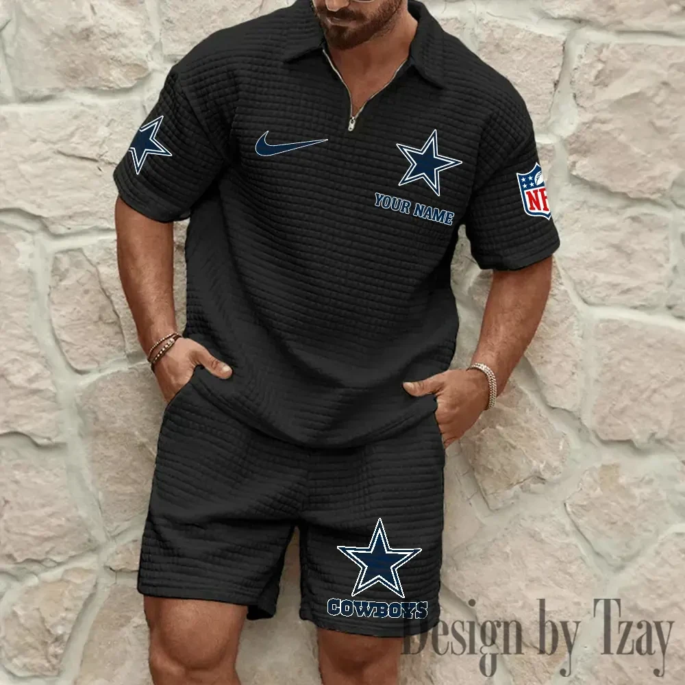 Dallas Cowboys Men’s Waffle Pattern Half Zipper Shirt And Short BSPTWHZSS106