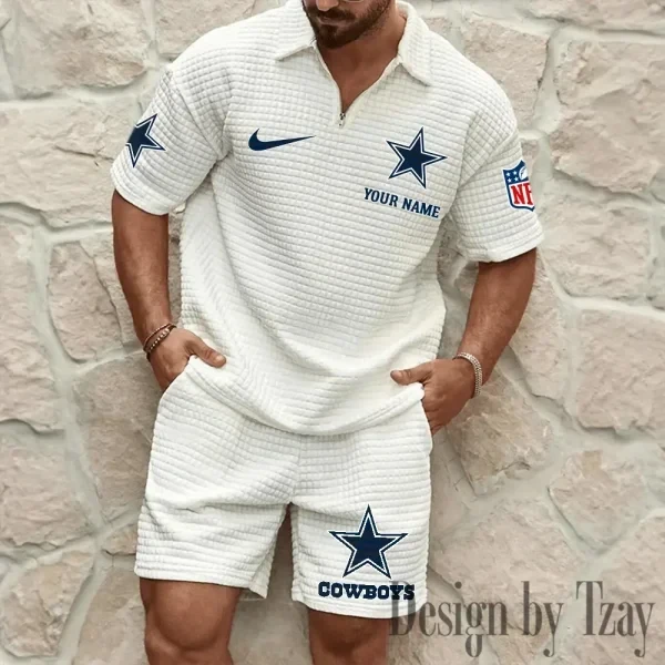 Dallas Cowboys Men’s Waffle Pattern Half Zipper Shirt And Short BSPTWHZSS106