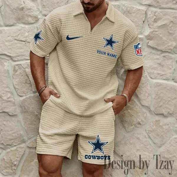 Dallas Cowboys Men’s Waffle Pattern Half Zipper Shirt And Short BSPTWHZSS106