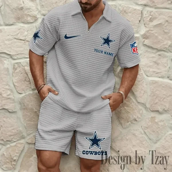 Dallas Cowboys Men’s Waffle Pattern Half Zipper Shirt And Short BSPTWHZSS106