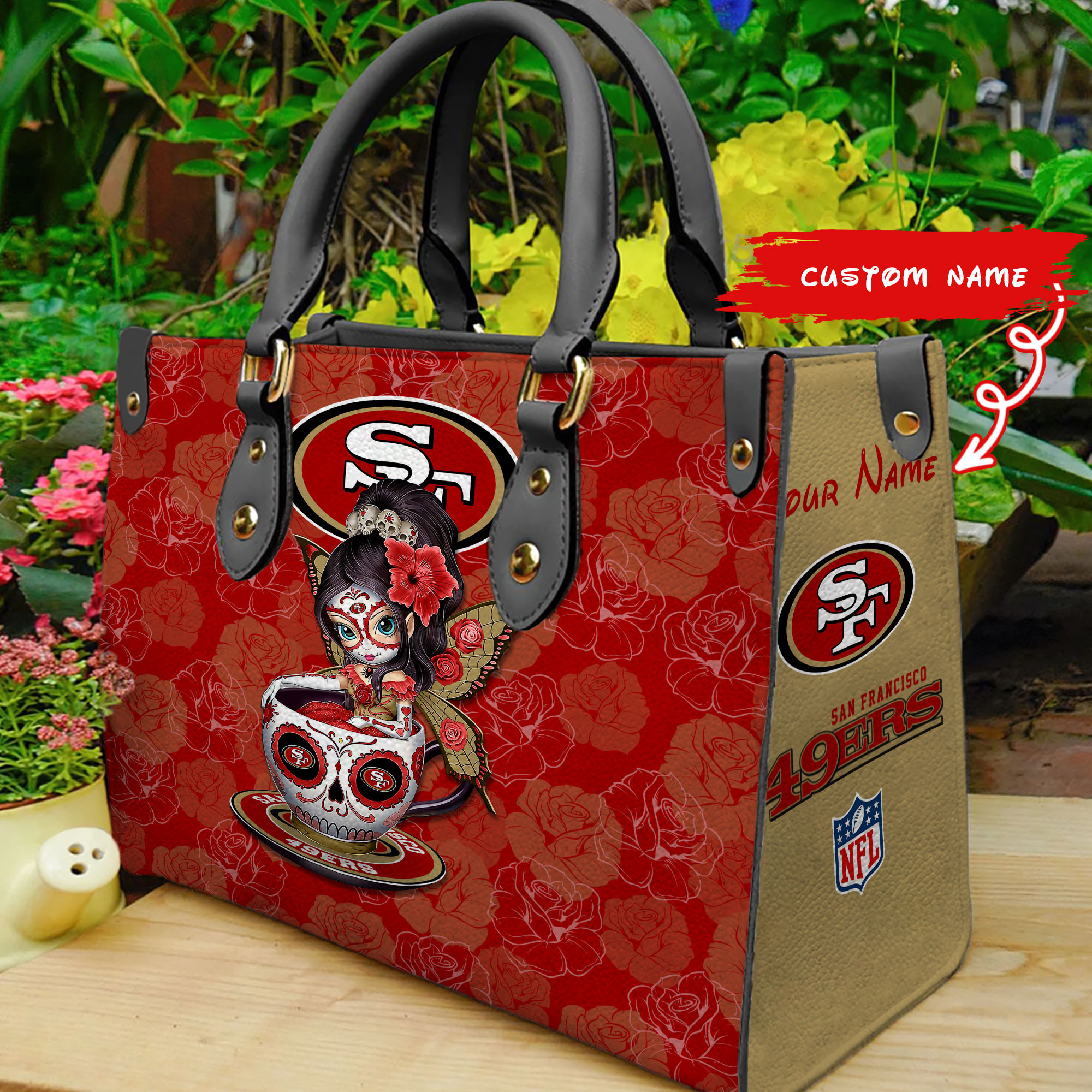 San Francisco 49ers Personalized Leather Hand Bag BB75