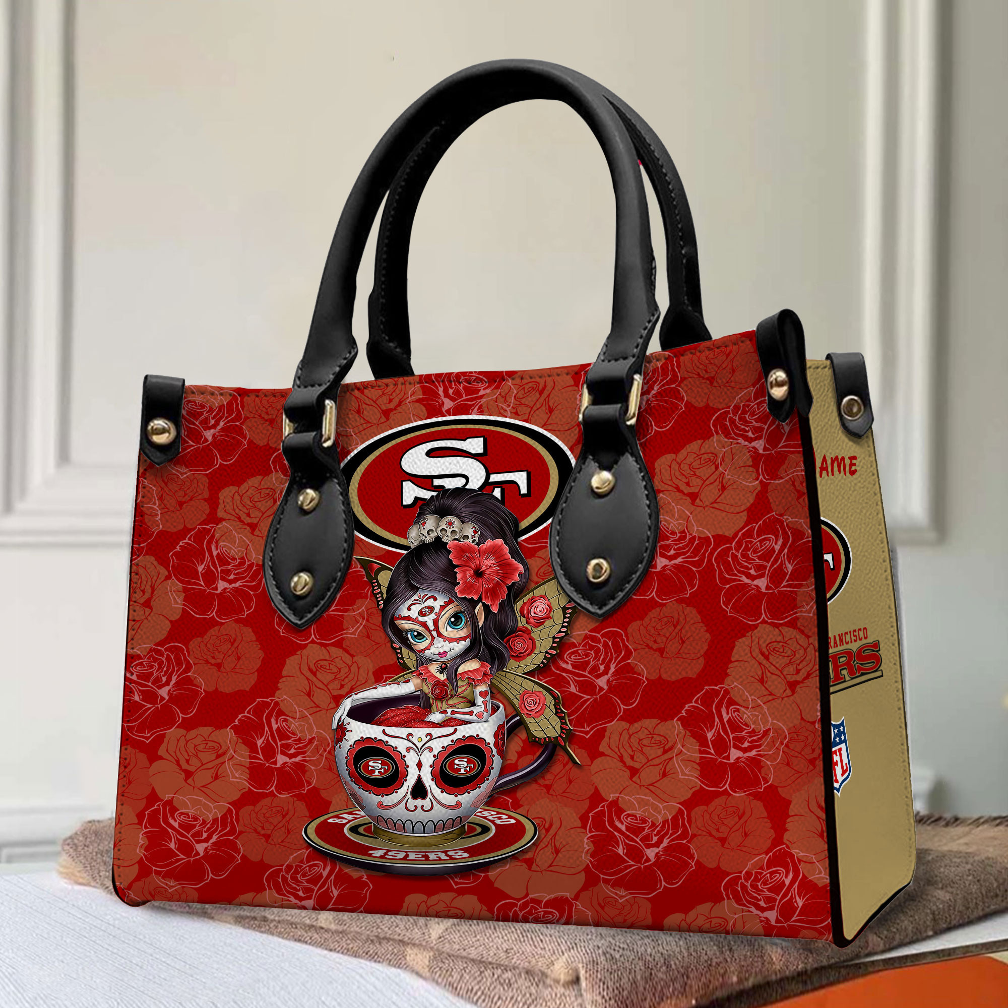 San Francisco 49ers Personalized Leather Hand Bag BB75