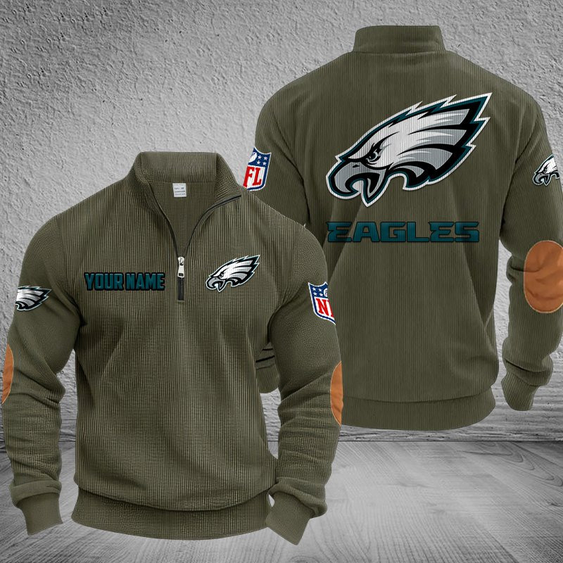 Philadelphia Eagles DMSH0294 Stand Collar Half-zip Sweatshirt Multicolor