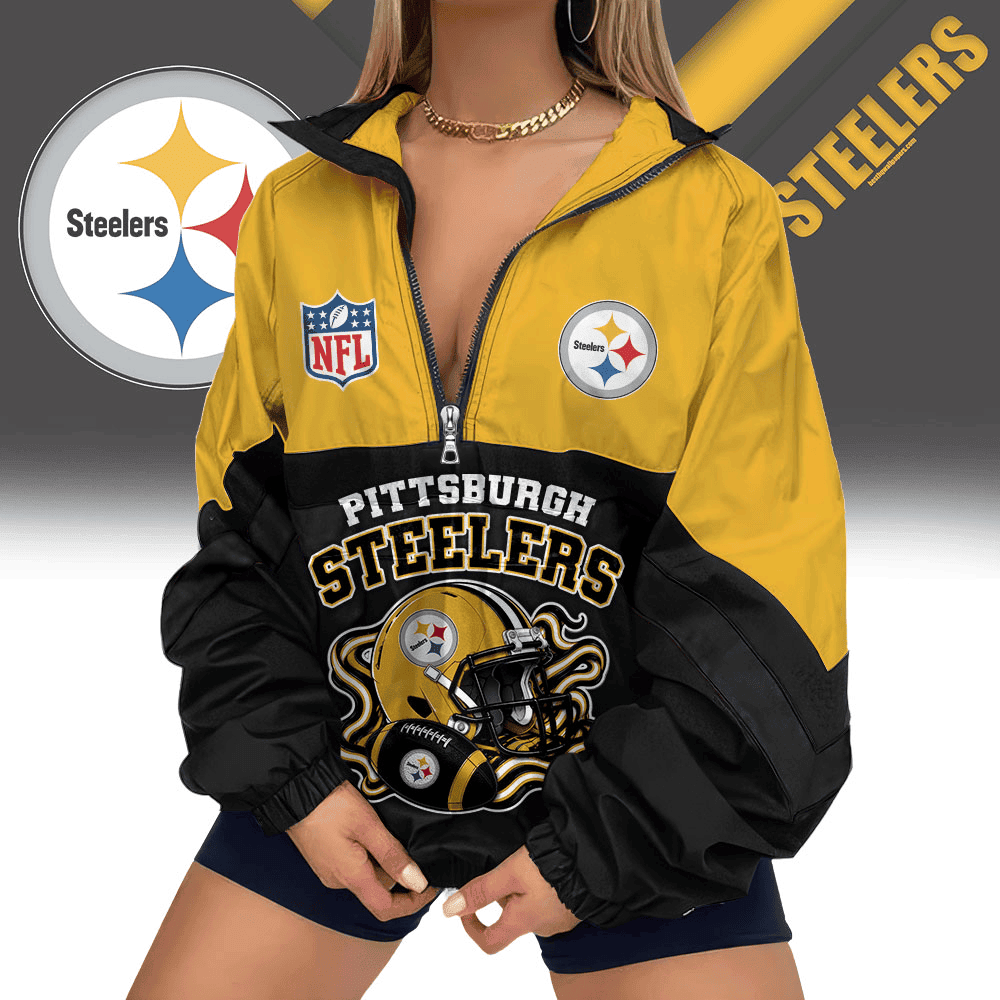 Pittsburgh Steelers | Premium NFL Championship Vibe V-Neck Zipper Sweatshirt Jackets NTH1