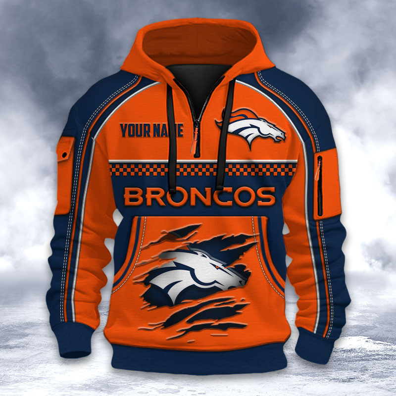 Denver Broncos DMHT2596 3D Half-zip Hoodie