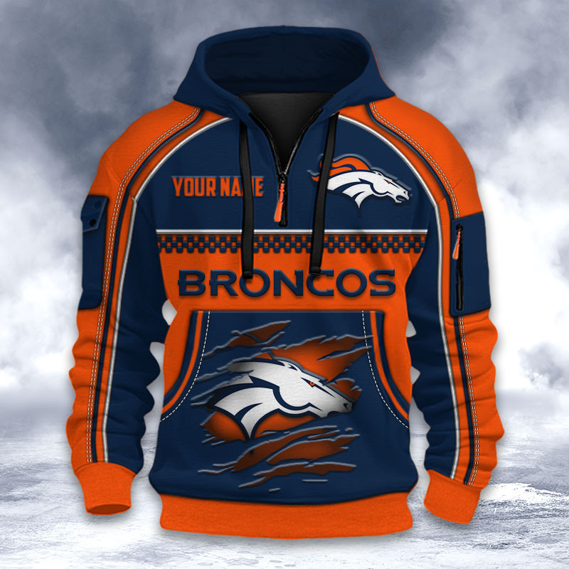 Denver Broncos DMHT2596 3D Half-zip Hoodie