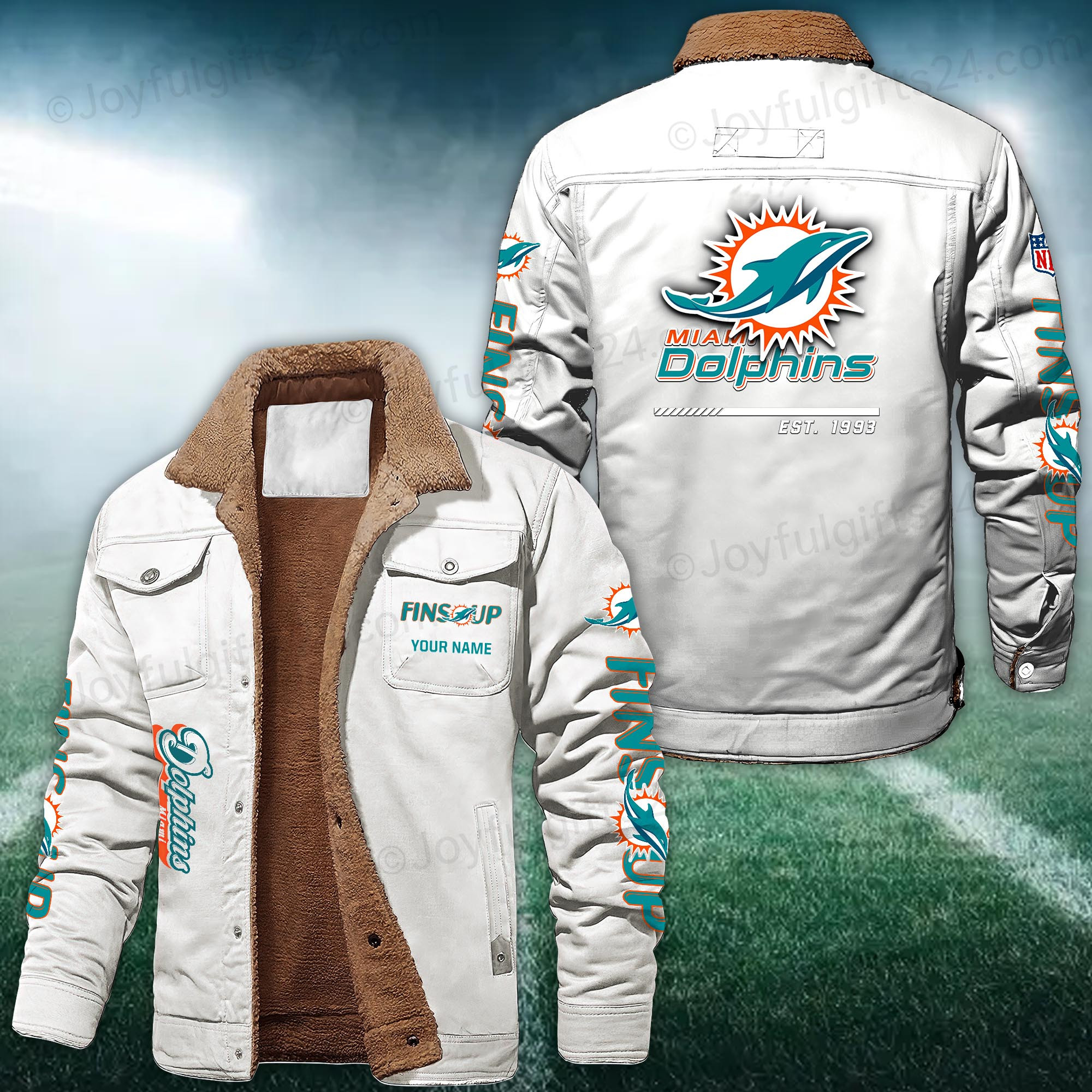 Miami Dolphins FLEECE BOMBER JACKET Custom name 10043895N