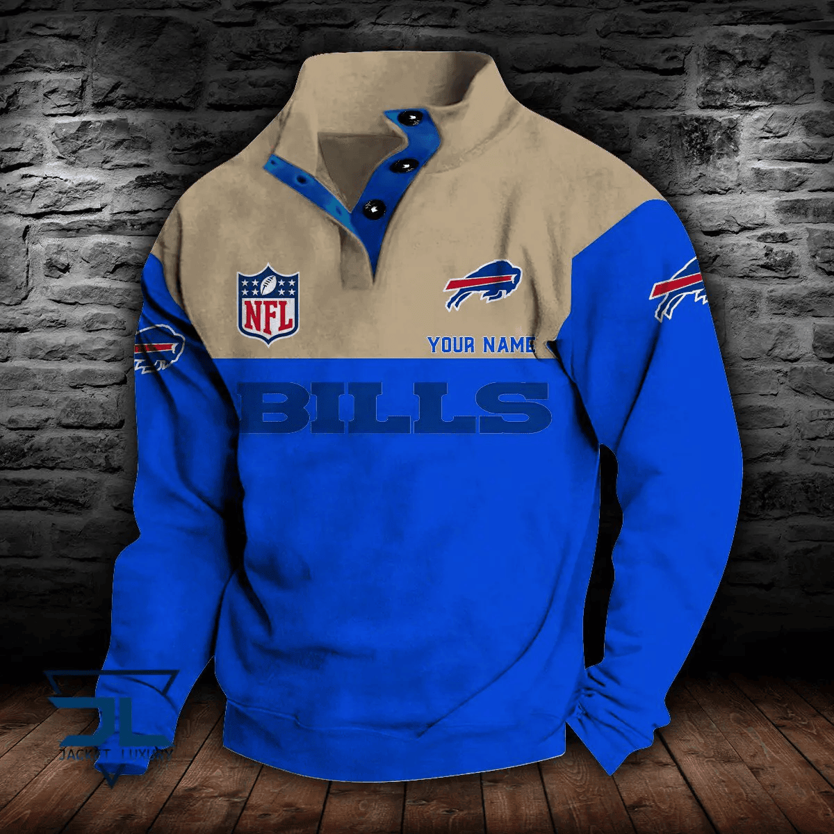 Buffalo Bills Premium Stand-Collar Game-Day Pullover - Engineered Warmth & Personalized Name S9DBSCH004