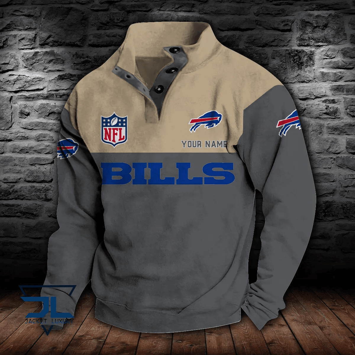 Buffalo Bills Premium Stand-Collar Game-Day Pullover - Engineered Warmth & Personalized Name S9DBSCH004