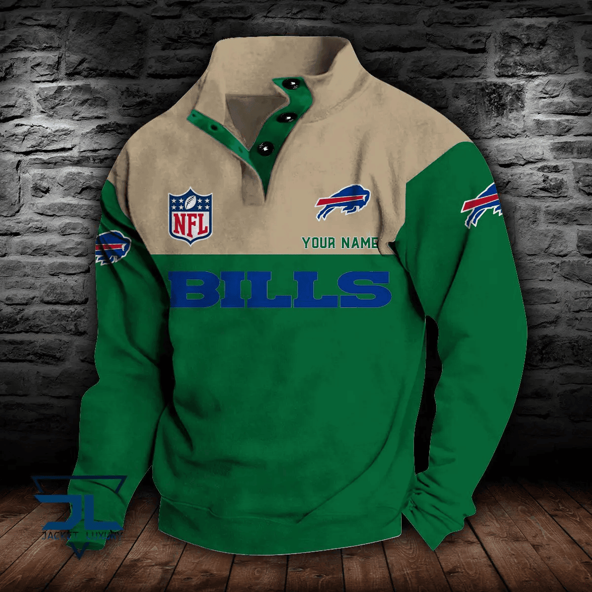 Buffalo Bills Premium Stand-Collar Game-Day Pullover - Engineered Warmth & Personalized Name S9DBSCH004