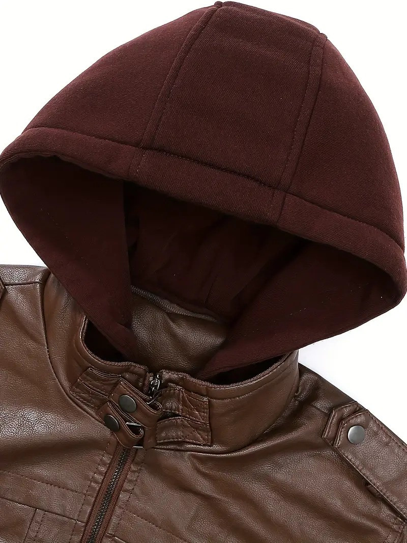 Kansas City Chiefs Premium & Ultra-Thick Leather Jacket with Fleece Hood with Fleece Hood HVKC960 - Premium & Ultra-Thick Leather Jacket with Fleece Hood