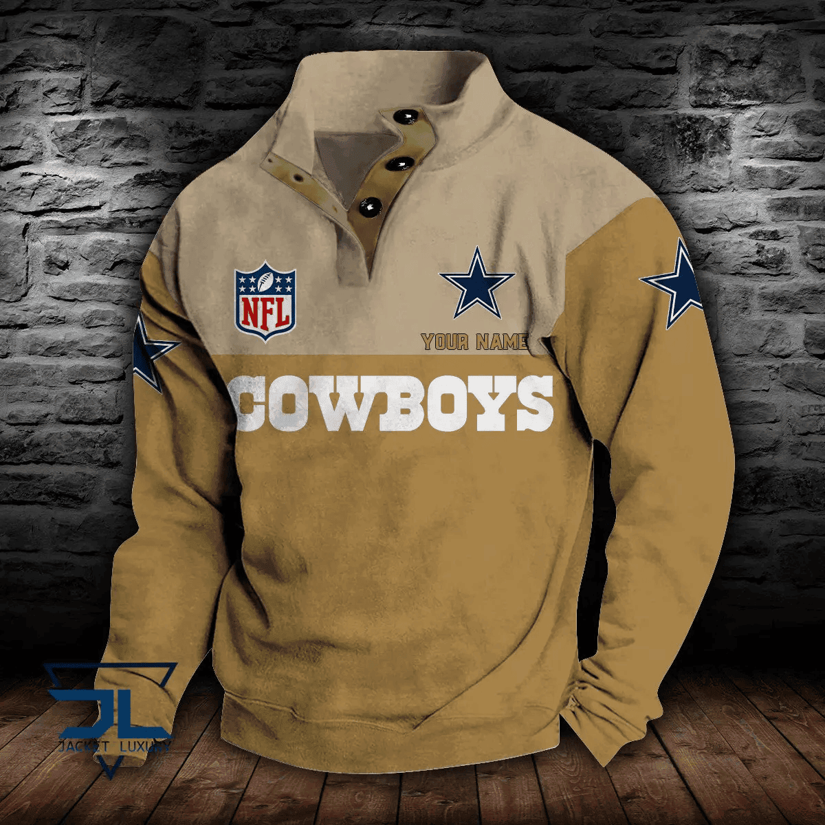 Dallas Cowboys Premium Stand-Collar Game-Day Pullover - Engineered Warmth & Personalized Name S9DBSCH009