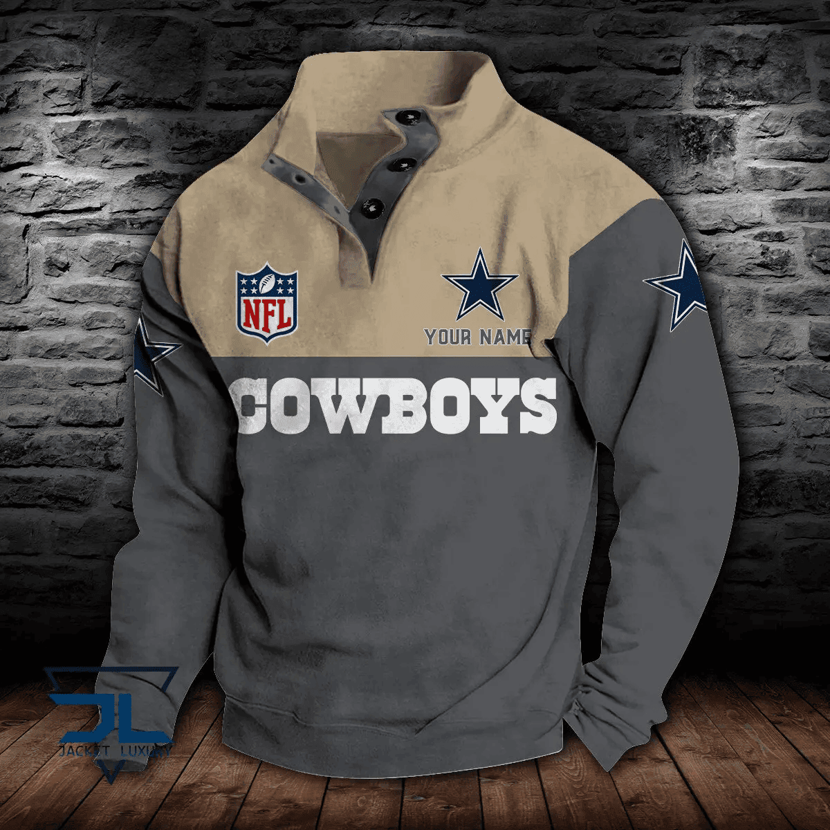 Dallas Cowboys Premium Stand-Collar Game-Day Pullover - Engineered Warmth & Personalized Name S9DBSCH009