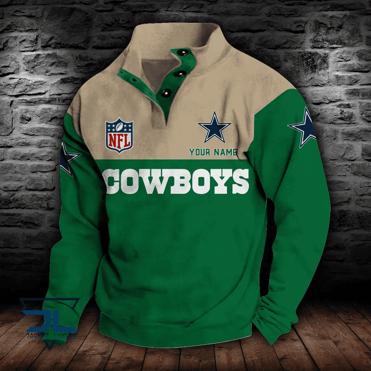 Dallas Cowboys Premium Stand-Collar Game-Day Pullover - Engineered Warmth & Personalized Name S9DBSCH009