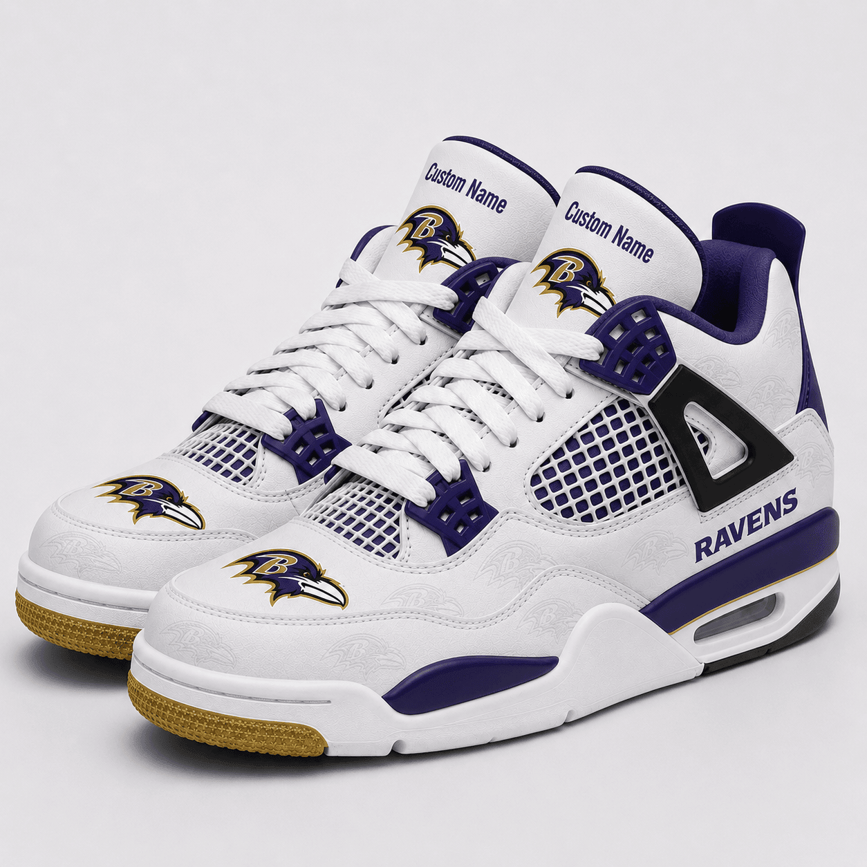 Baltimore Ravens Personalized AJ4 Sneaker VA335