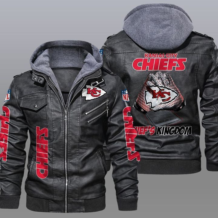 Kansas City Chiefs Premium & Ultra-Thick Leather Jacket with Fleece Hood KC82392