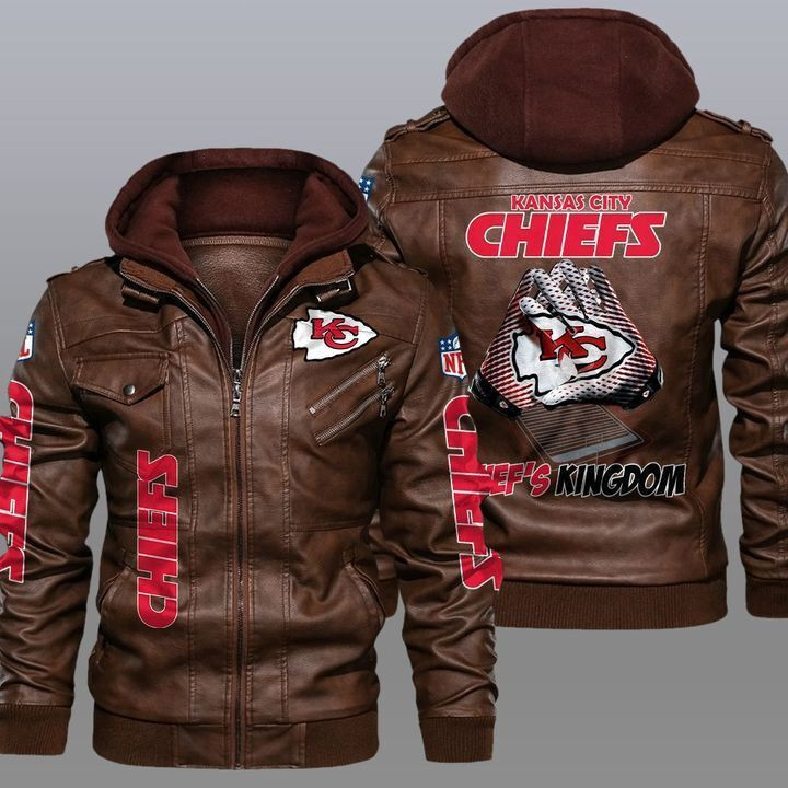 Kansas City Chiefs Premium & Ultra-Thick Leather Jacket with Fleece Hood KC82392