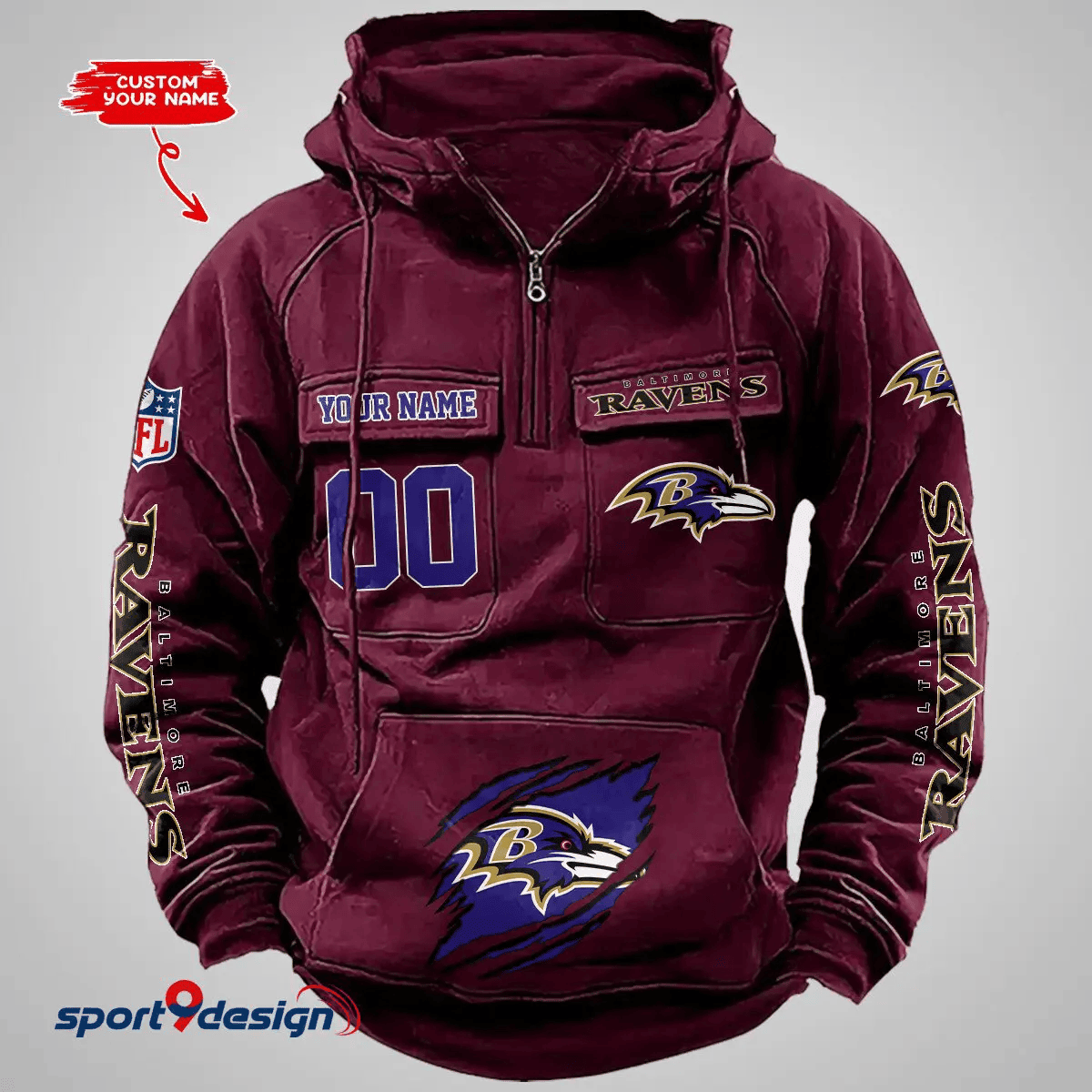Baltimore Ravens Vintage Men Hoodie AZVMHD163