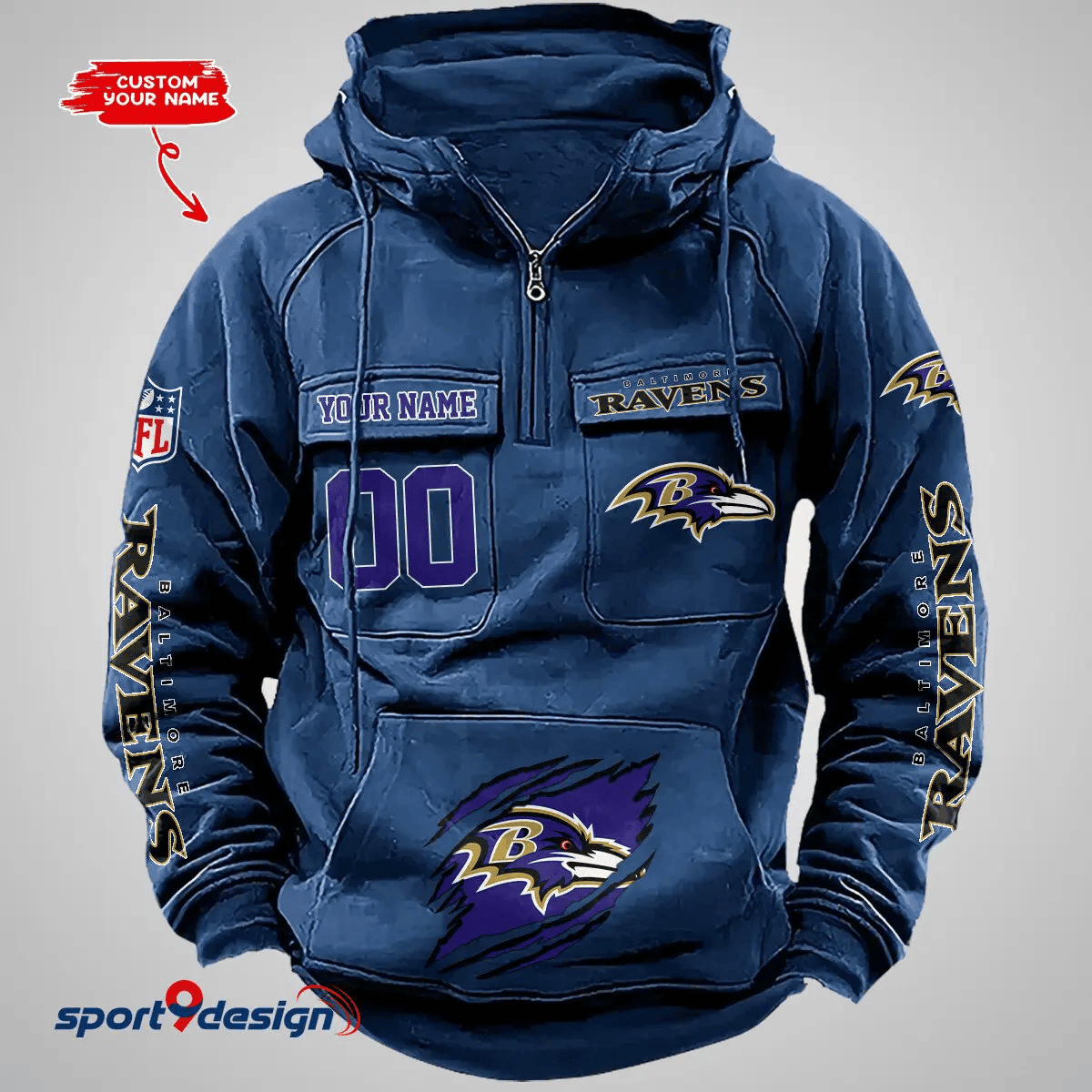 Baltimore Ravens Vintage Men Hoodie AZVMHD163
