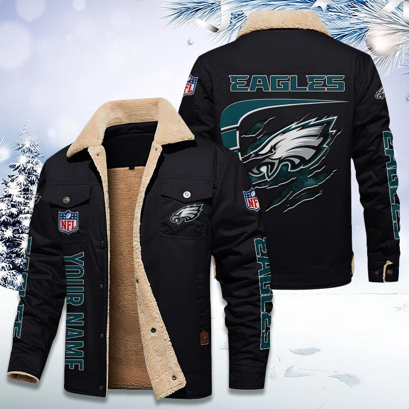 Philadelphia Eagles Personalized Sherpa Fleece Trucker Jacket DMHL1043